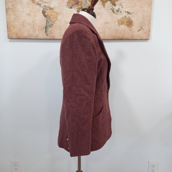 Vtg 70s wool blazer w/ gold buttons - Picture 3 of 11